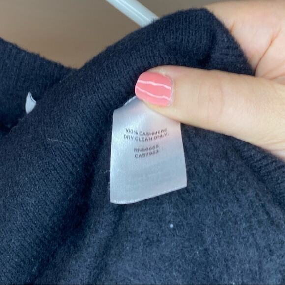 Nordstrom Black Crewneck Cashmere Long Sleeve Fitted Sweater Size Large - Picture 5 of 5